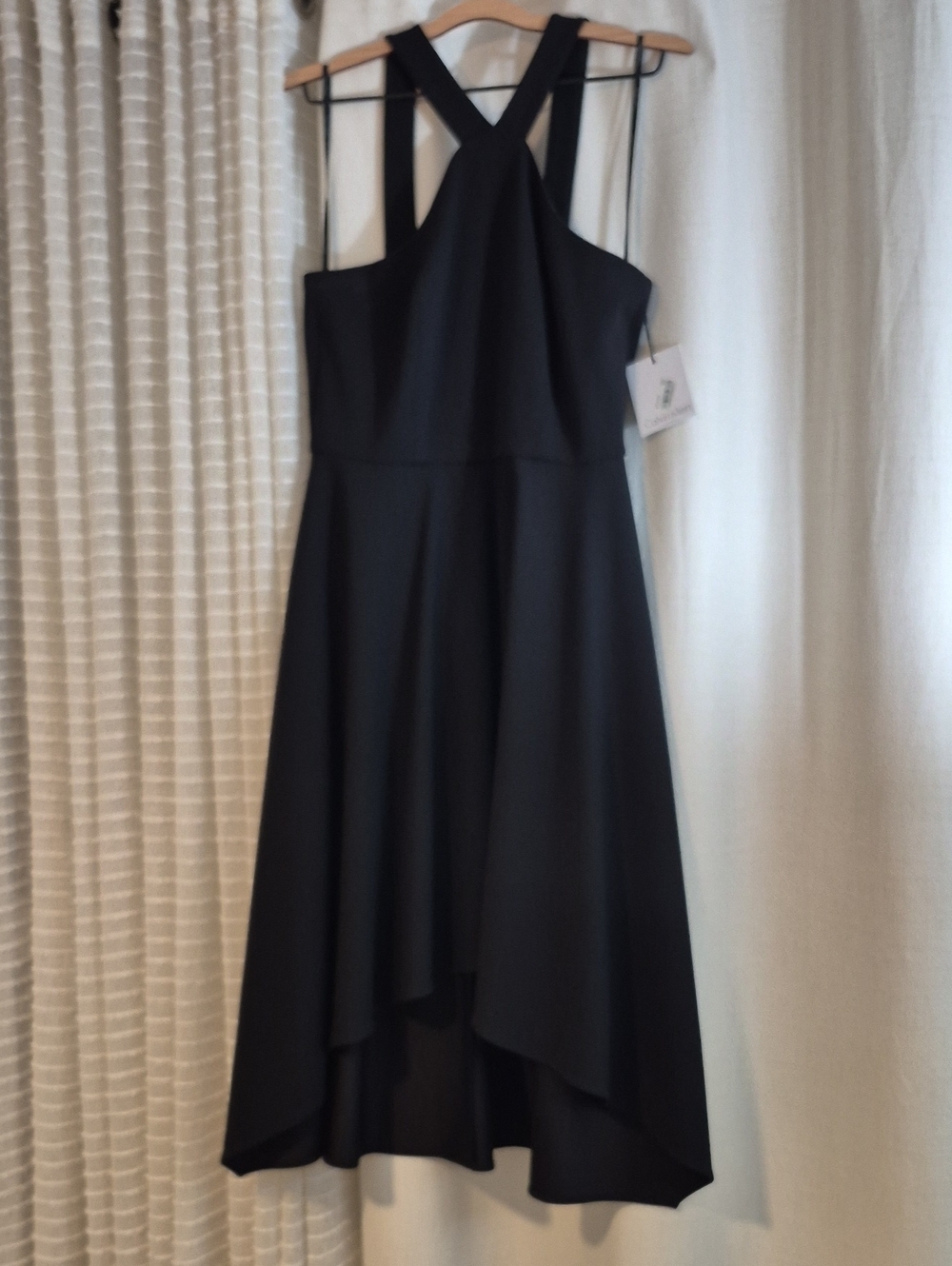 Calvin Klein Black High-Low Crossback Dress